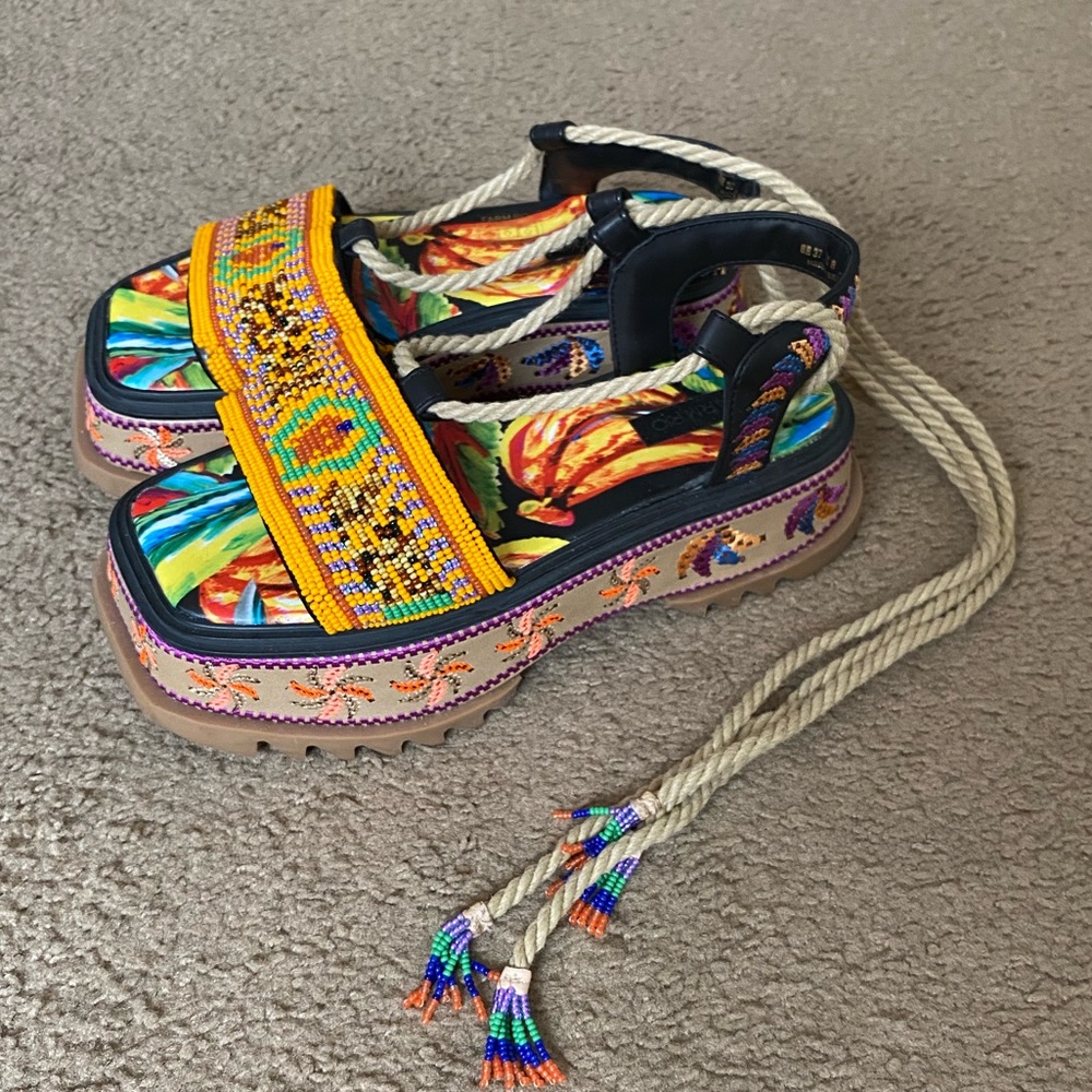 FARM Rio Beaded Banana Flatform Sandals